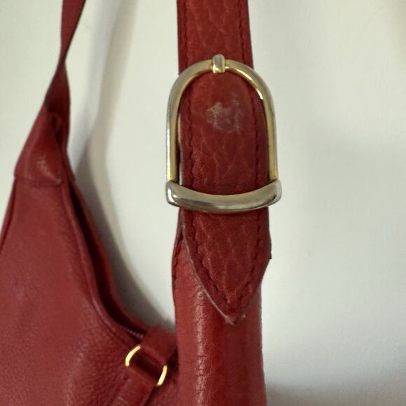 Classic Tote Bag Bordeaux Red Leather Shoulder Purse French Custom Gold Accent - Picture 5 of 16